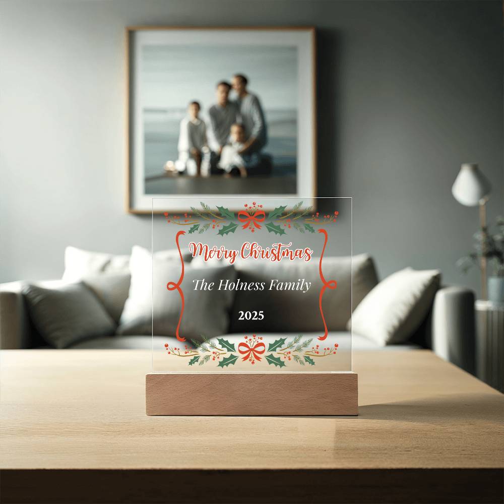 Personalized Merry Christmas Acrylic Square Plaque