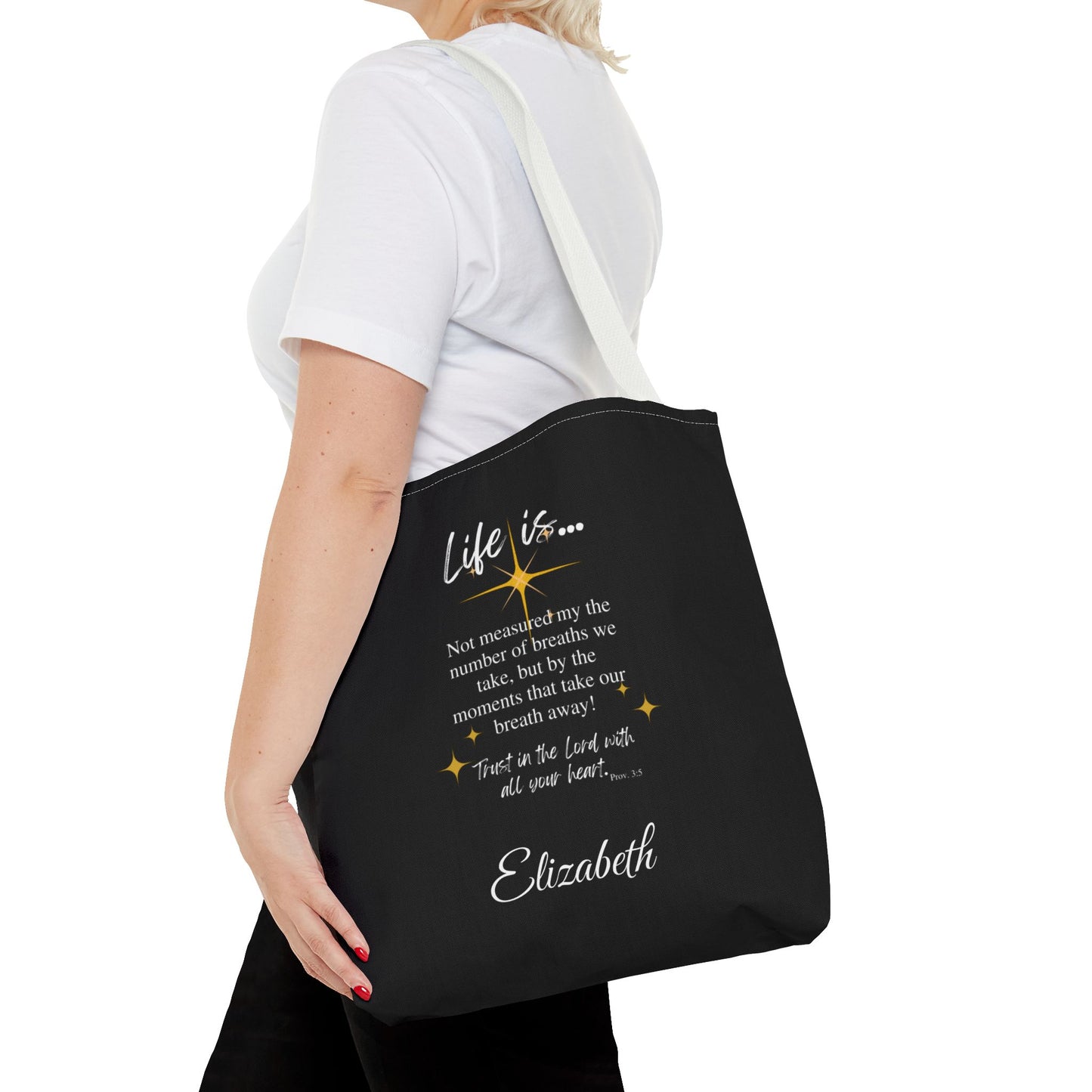 Inspirational 'Life Is...' Quote Tote Bag — Motivational Scripture Design