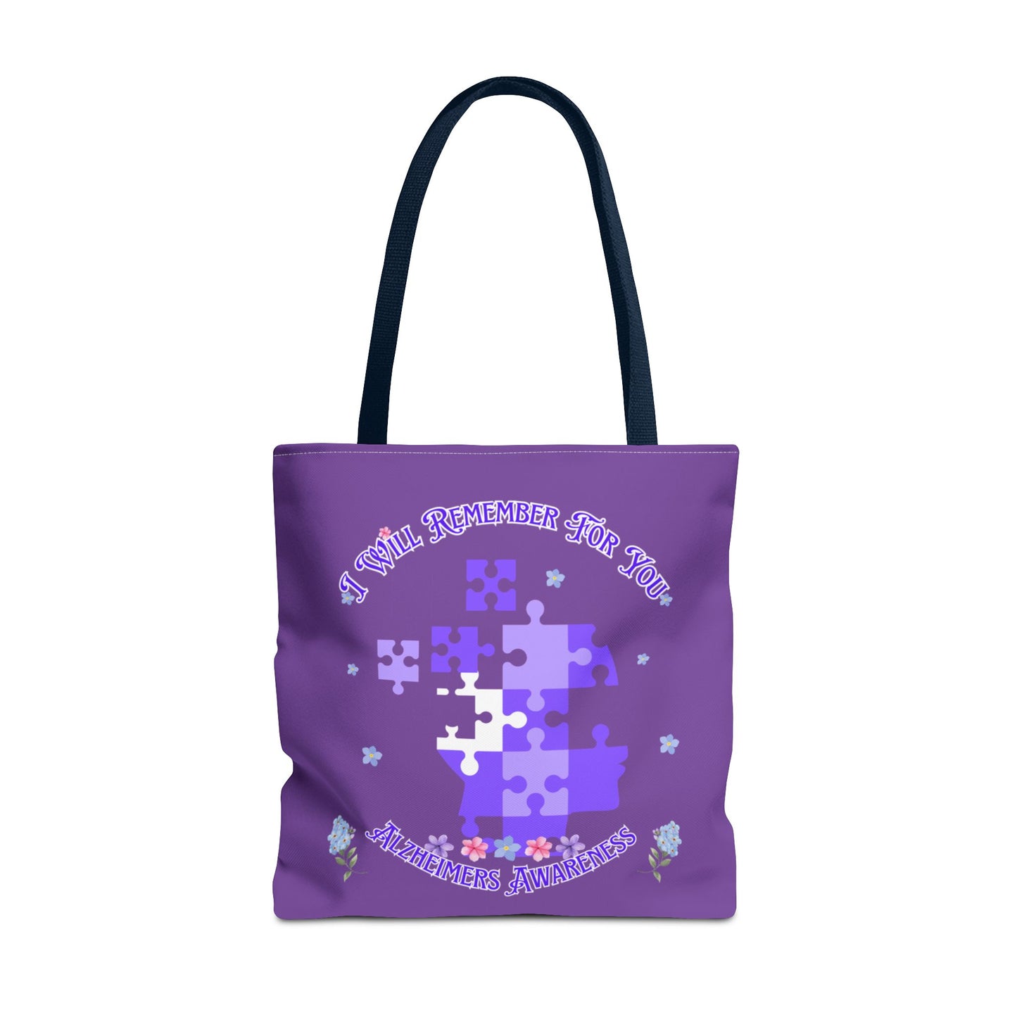 Autism Awareness Purple Puzzle Tote Bag – 'I Walk Because You Ride' Design