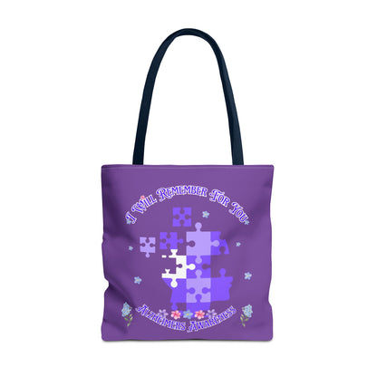 Autism Awareness Purple Puzzle Tote Bag – 'I Walk Because You Ride' Design