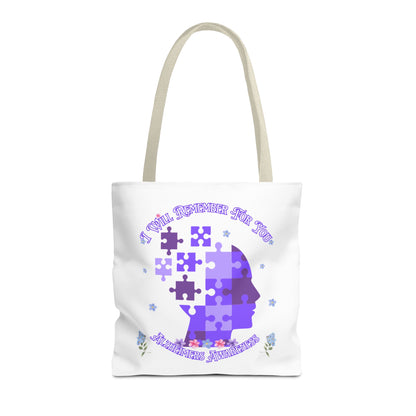 Alzheimers Awareness Puzzle Head Tote Bag — Inspirational Carryall