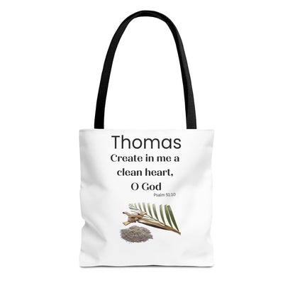 Personalized Faith Tote Bag — "Create in me a clean heart, O God" (Psalm 51:10)
