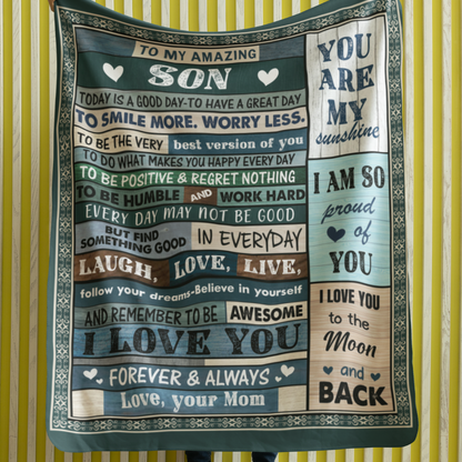 (ALMOST SOLD OUT🔥) To My Amazing Son Blanket | Love Mom 🎁