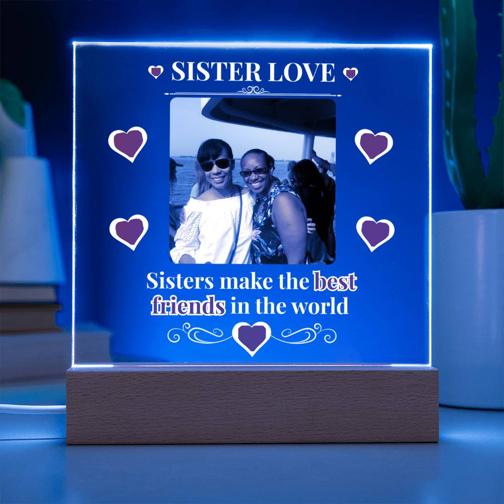 Sister Love Personalized Photo Acrylic Square Plaque