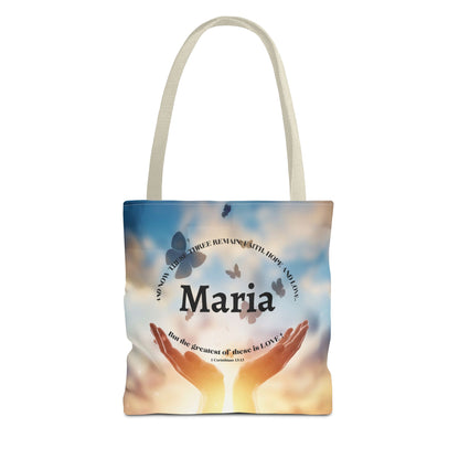 Inspirational Butterfly Tote Bag — Uplifting Hands & Quote All-Over Print