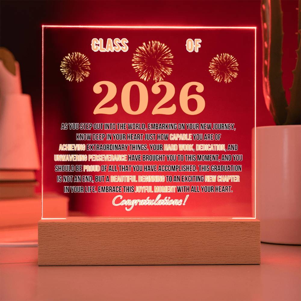 Class of 2026 Acrylic Plaque Gift – Inspirational Graduation Keepsake
