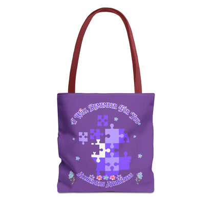 Autism Awareness Purple Puzzle Tote Bag – 'I Walk Because You Ride' Design