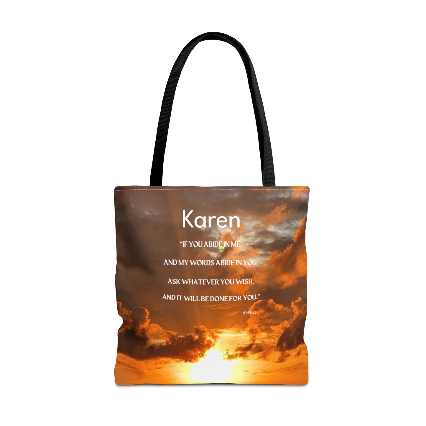 Personalized Sunset Tote Bag — Inspirational Quote All-Over Print