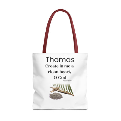 Personalized Faith Tote Bag — "Create in me a clean heart, O God" (Psalm 51:10)