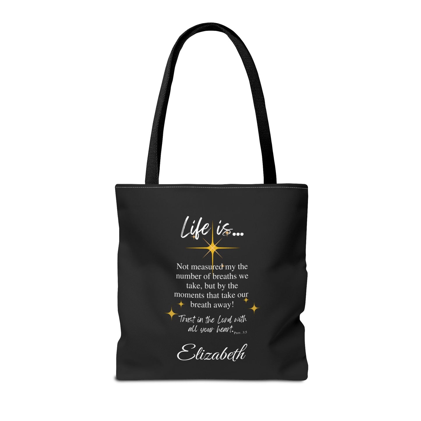 Inspirational 'Life Is...' Quote Tote Bag — Motivational Scripture Design