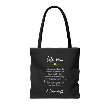 Inspirational 'Life Is...' Quote Tote Bag — Motivational Scripture Design