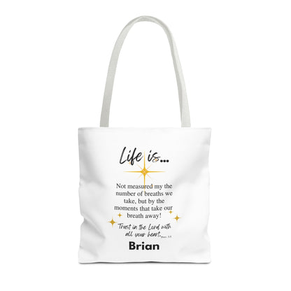 Inspirational 'Life Is...' Quote Tote Bag — Faith & Gratitude Canvas Bag