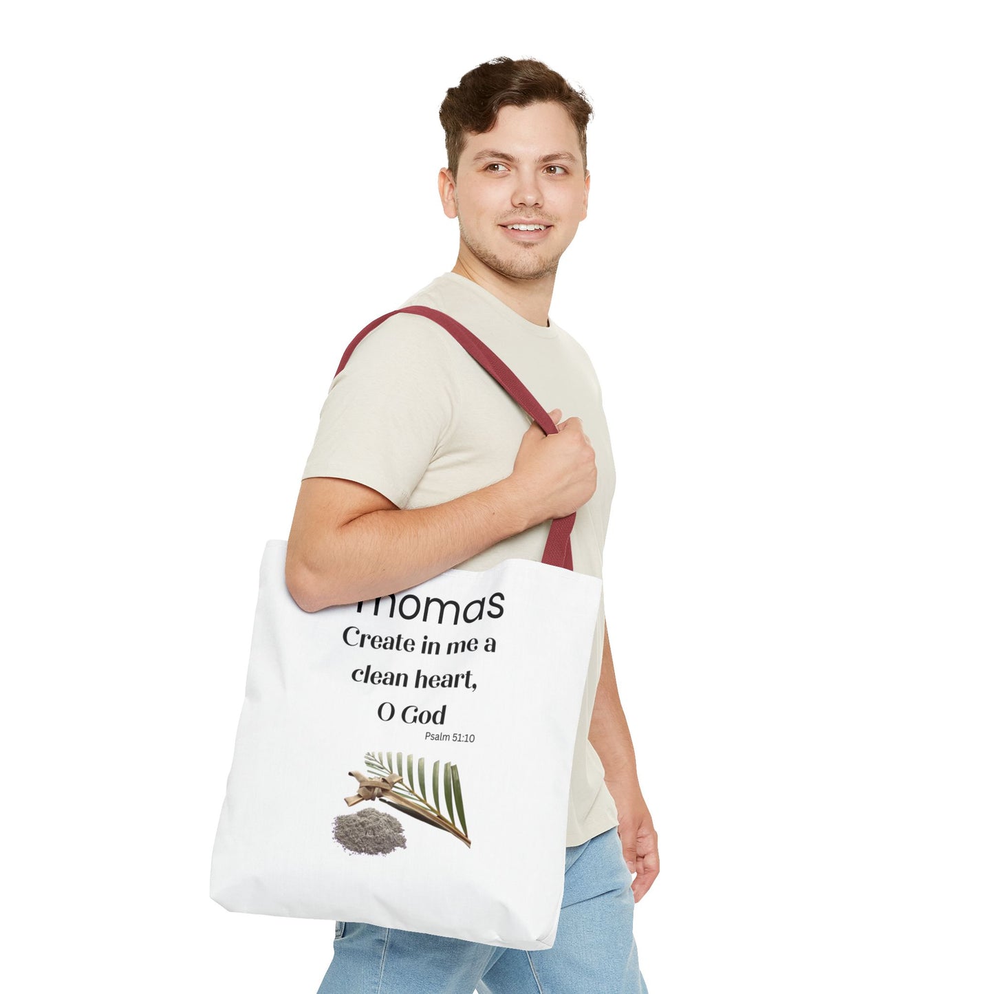 Personalized Faith Tote Bag — "Create in me a clean heart, O God" (Psalm 51:10)