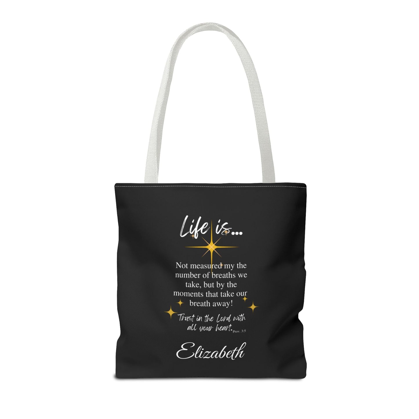 Inspirational 'Life Is...' Quote Tote Bag — Motivational Scripture Design