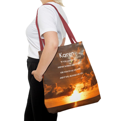 Personalized Sunset Tote Bag — Inspirational Quote All-Over Print