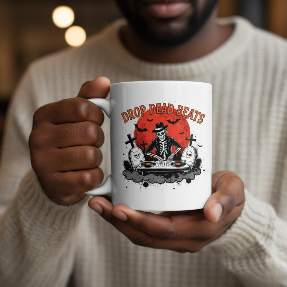 Drop Dead Beats DJ Skeleton Mug