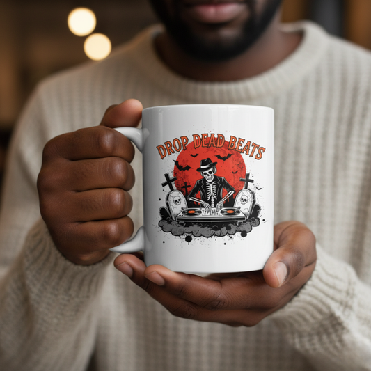 Drop Dead Beats DJ Skeleton Mug