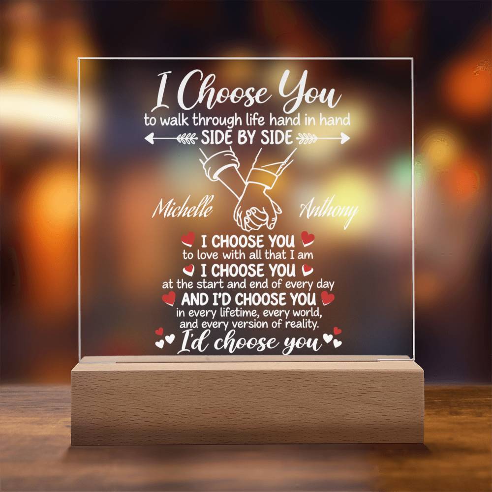 Personalized Couples I Choose You Acrylic Square Plaque