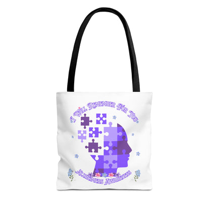 Alzheimers Awareness Puzzle Head Tote Bag — Inspirational Carryall