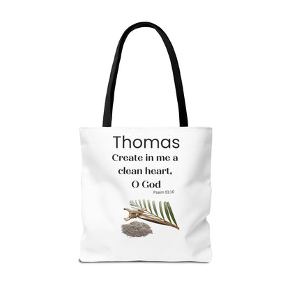 Personalized Faith Tote Bag — "Create in me a clean heart, O God" (Psalm 51:10)