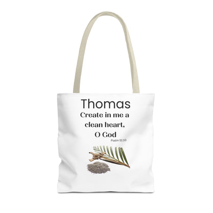 Personalized Faith Tote Bag — "Create in me a clean heart, O God" (Psalm 51:10)