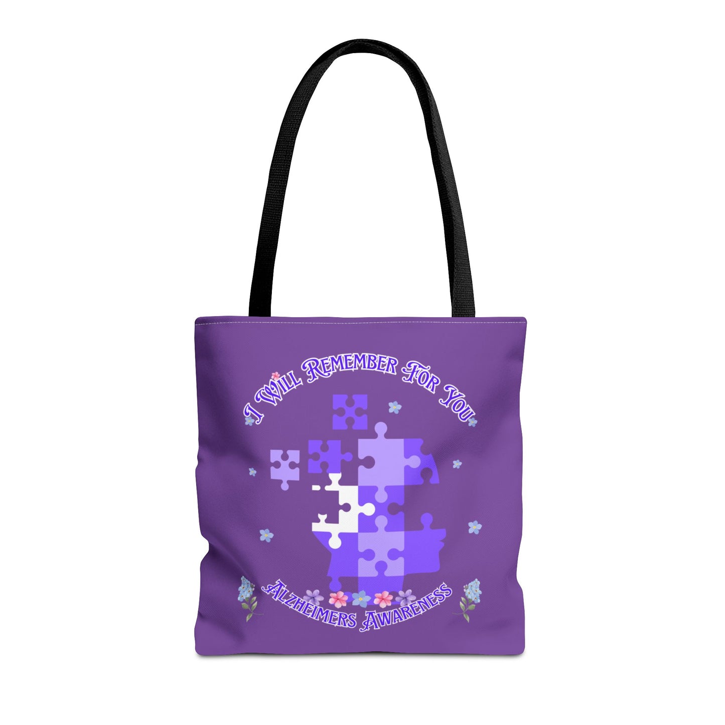 Autism Awareness Purple Puzzle Tote Bag – 'I Walk Because You Ride' Design