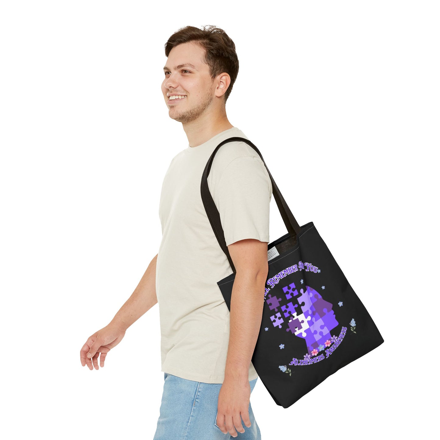 Alzheimers Awareness Puzzle Head Tote Bag