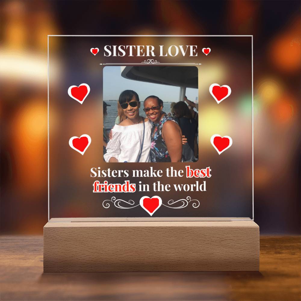 Sister Love Personalized Photo Acrylic Square Plaque
