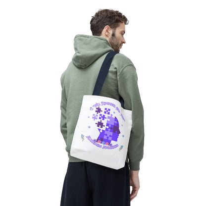 Alzheimers Awareness Puzzle Head Tote Bag — Inspirational Carryall