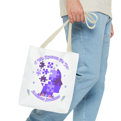Alzheimers Awareness Puzzle Head Tote Bag — Inspirational Carryall