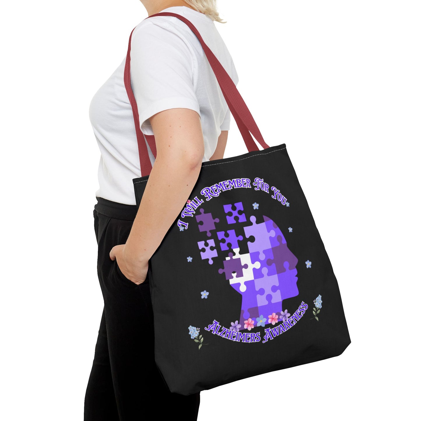 Alzheimers Awareness Puzzle Head Tote Bag