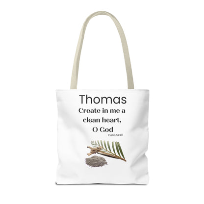 Personalized Faith Tote Bag — "Create in me a clean heart, O God" (Psalm 51:10)