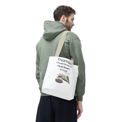 Personalized Faith Tote Bag — "Create in me a clean heart, O God" (Psalm 51:10)