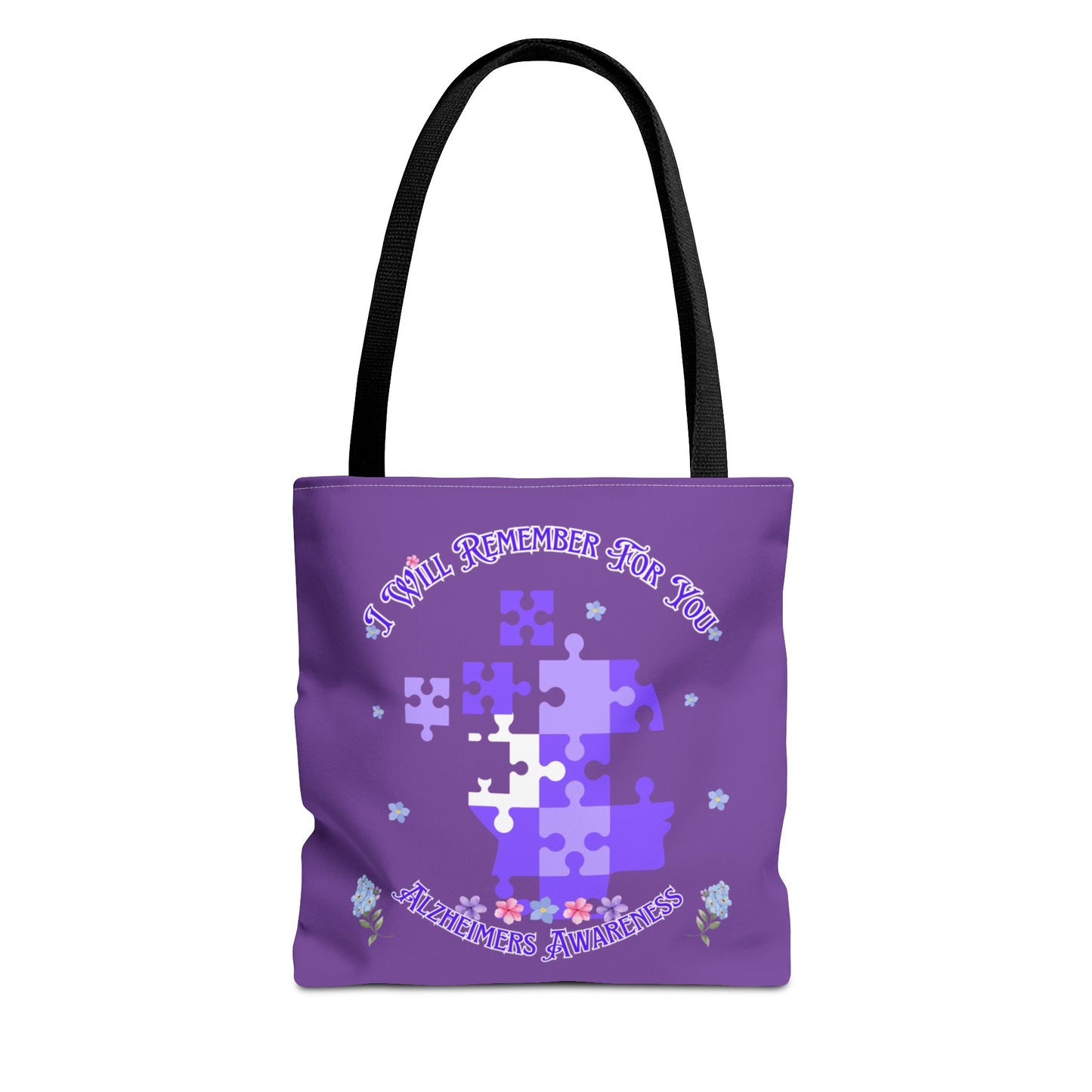 Autism Awareness Purple Puzzle Tote Bag – 'I Walk Because You Ride' Design