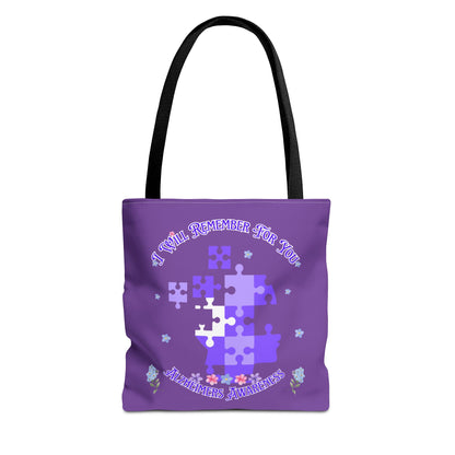 Autism Awareness Purple Puzzle Tote Bag – 'I Walk Because You Ride' Design