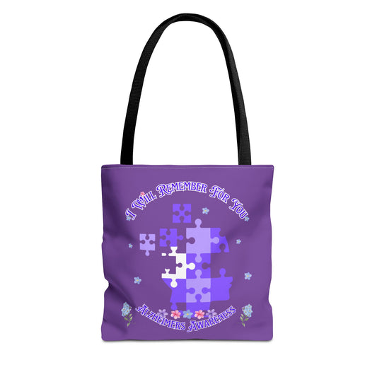Alzheimers Awareness Purple Puzzle Tote Bag