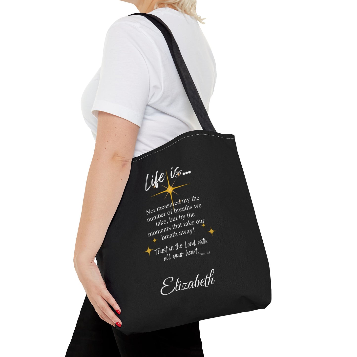 Inspirational 'Life Is...' Quote Tote Bag — Motivational Scripture Design