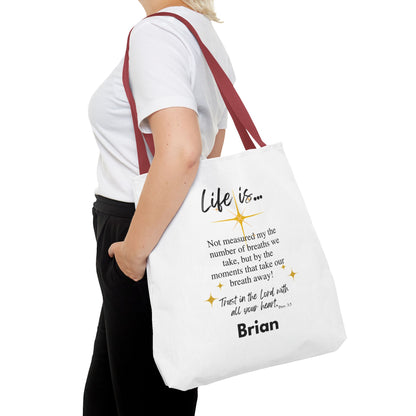 Inspirational 'Life Is...' Quote Tote Bag — Faith & Gratitude Canvas Bag