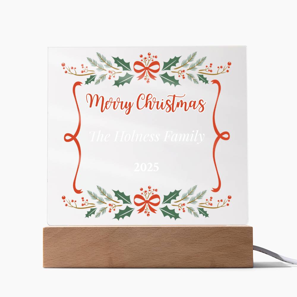 Personalized Merry Christmas Acrylic Square Plaque