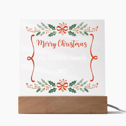 Personalized Merry Christmas Acrylic Square Plaque