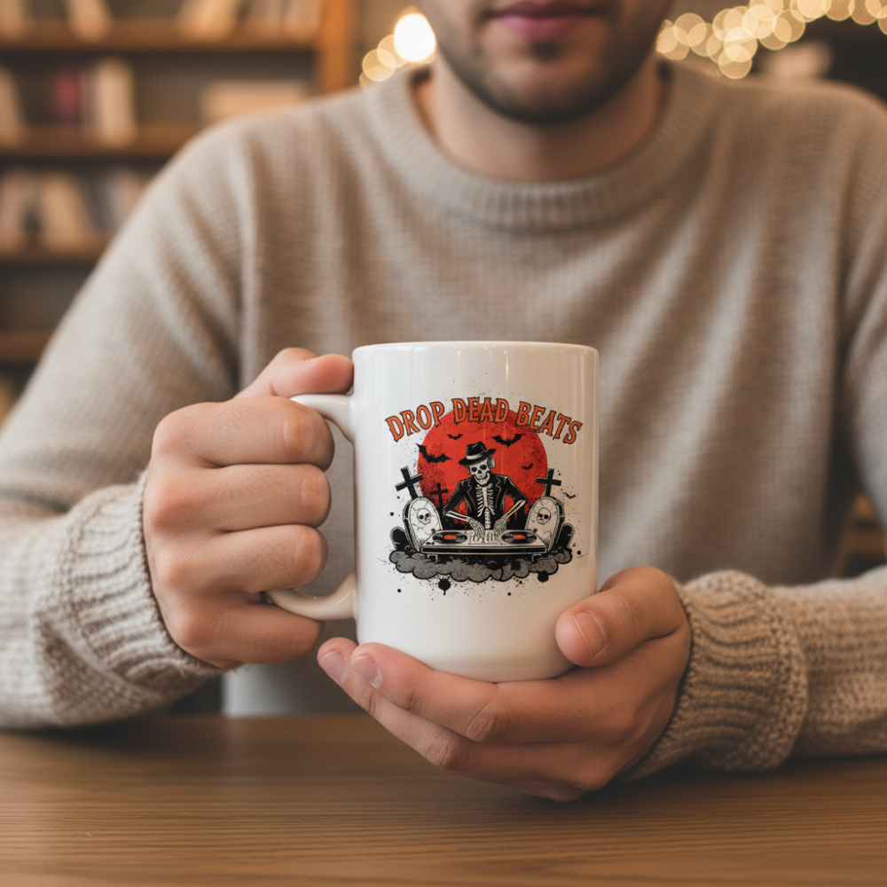 Drop Dead Beats DJ Skeleton Mug