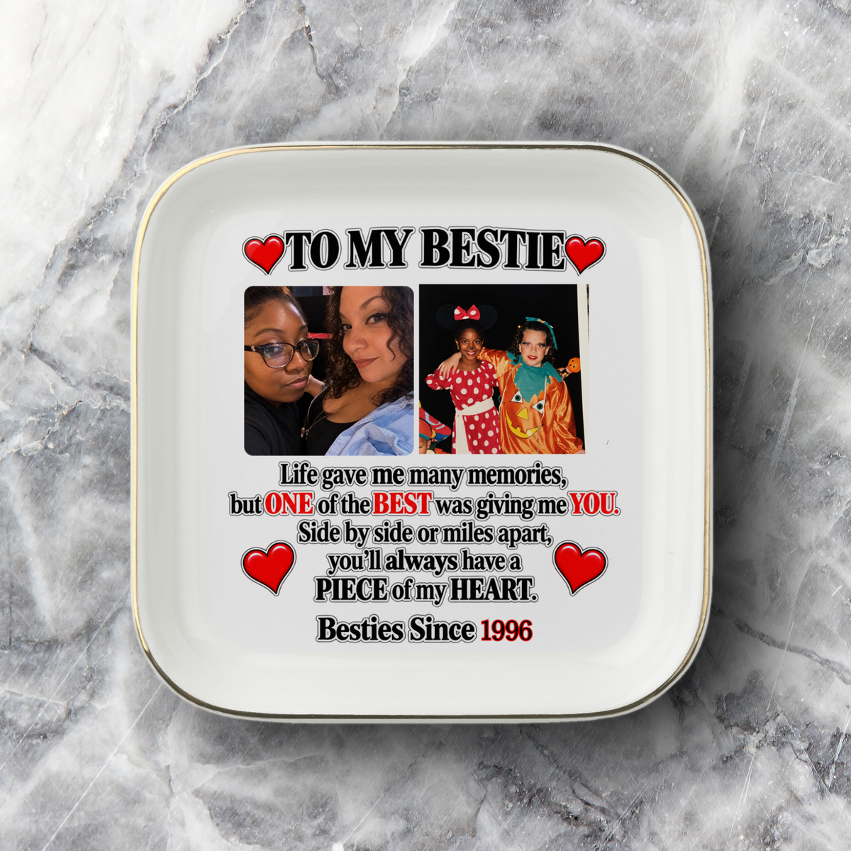 To My Bestie Photo Jewelry Dish