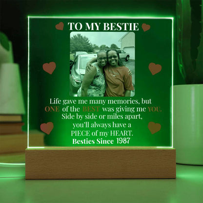 To My Bestie Personalized Photo and Date Acrylic Square Plaque