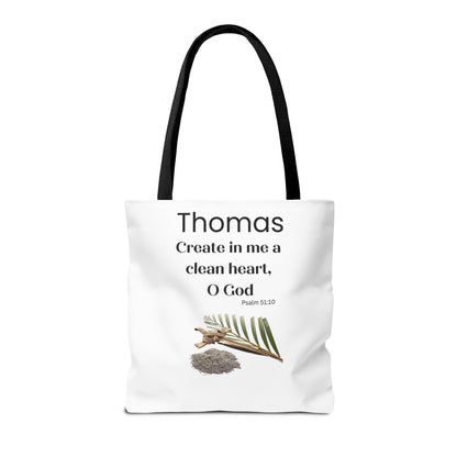 Personalized Faith Tote Bag — "Create in me a clean heart, O God" (Psalm 51:10)