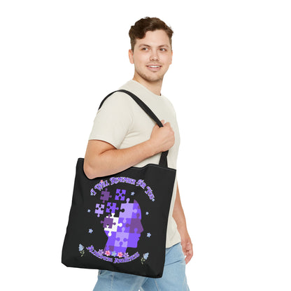 Alzheimers Awareness Puzzle Head Tote Bag