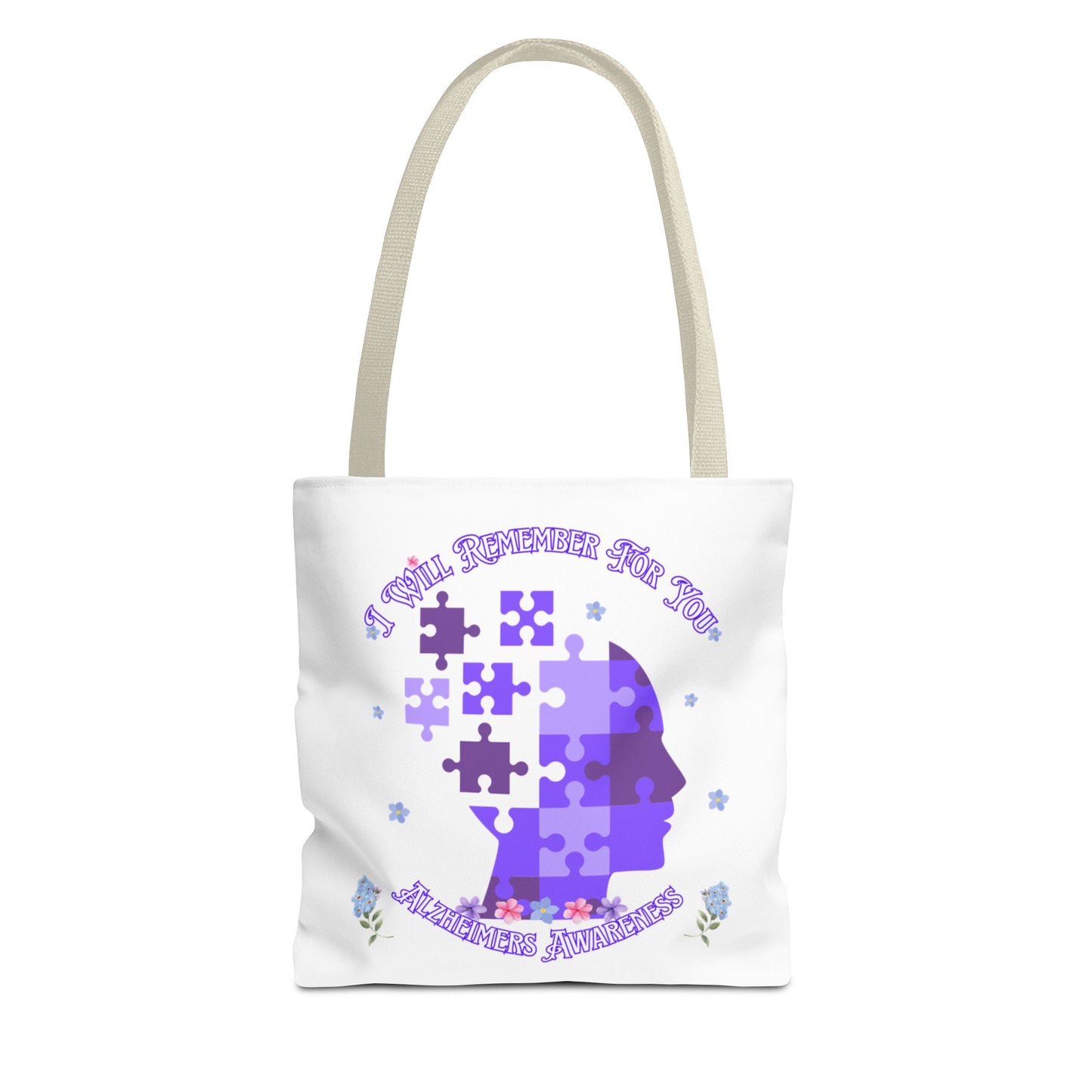 Alzheimers Awareness Puzzle Head Tote Bag — Inspirational Carryall