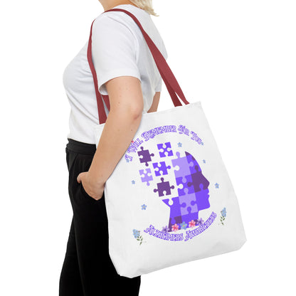 Alzheimers Awareness Puzzle Head Tote Bag — Inspirational Carryall