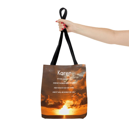 Personalized Sunset Tote Bag — Inspirational Quote All-Over Print
