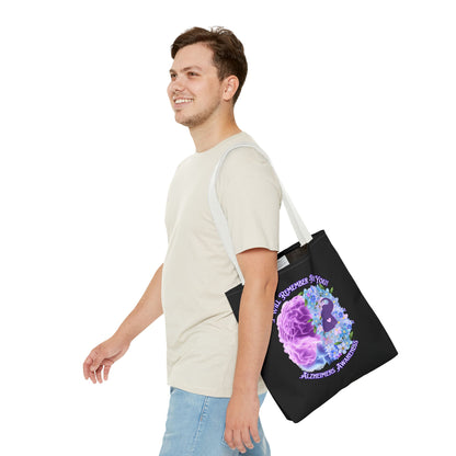 Alzheimer’s Awareness Tote Bag — “I Will Remember For You” Purple Brain Design