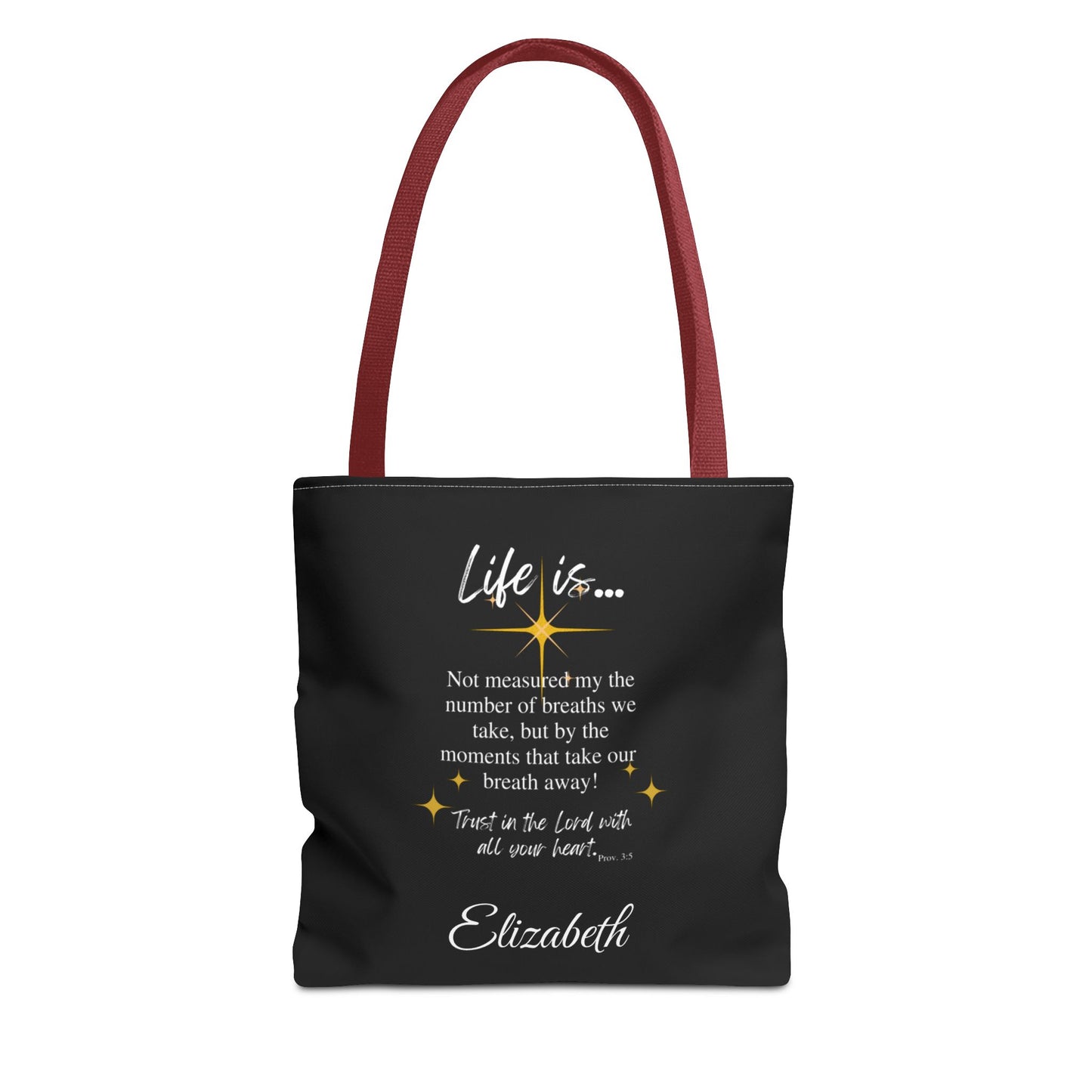 Inspirational 'Life Is...' Quote Tote Bag — Motivational Scripture Design